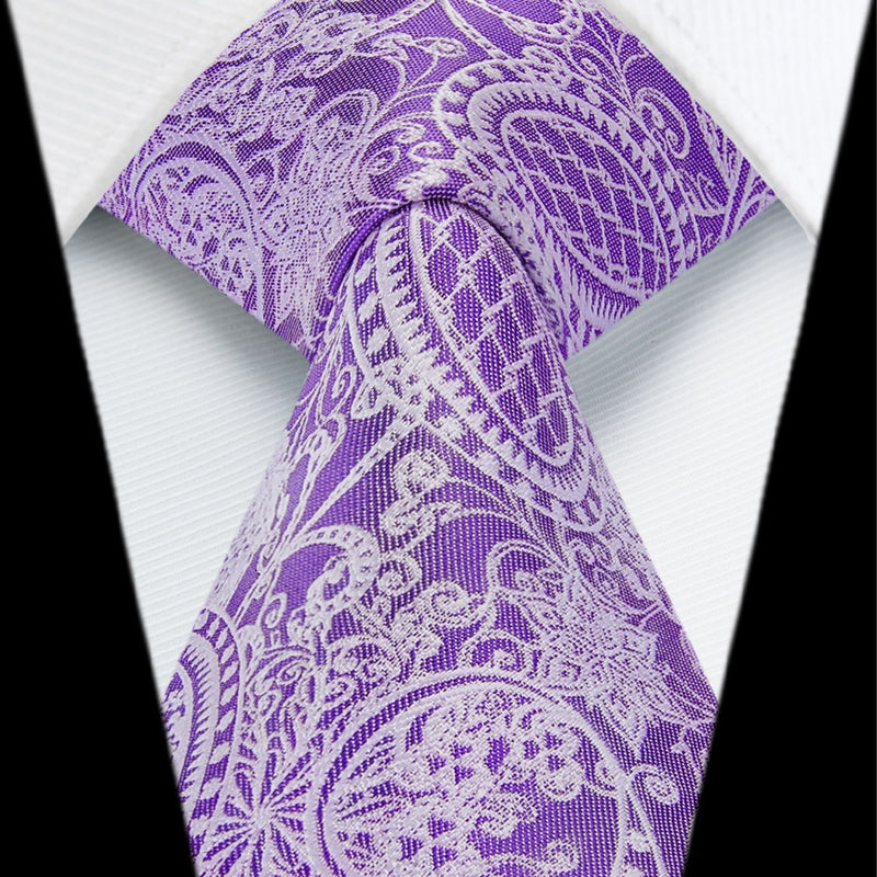 Paisley Tie Handkerchief Set - 04-PURPLE1