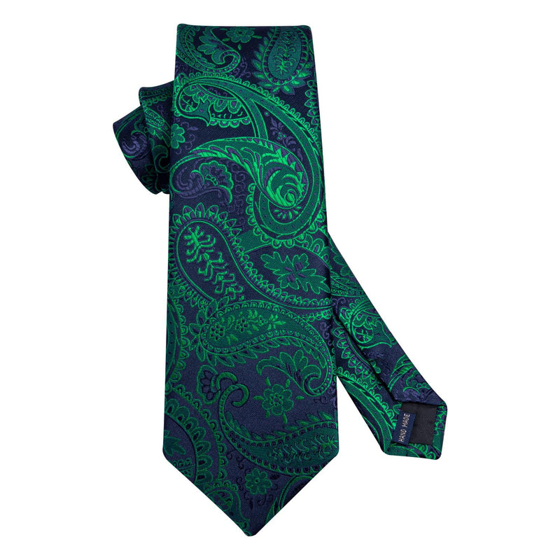 Paisley Tie Handkerchief Set - A2-GREEN1
