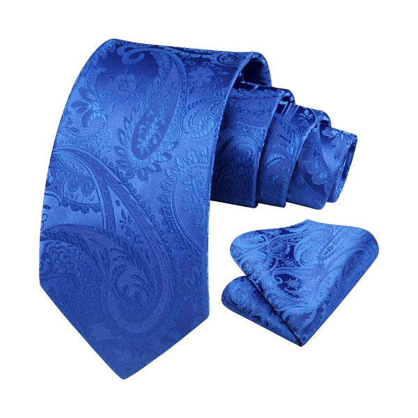 Solid Paisley Tie Handkerchief - BLUE-2