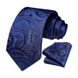 Paisley Tie Handkerchief Set - NAVY-3
