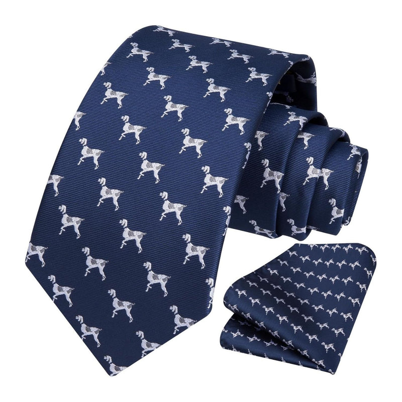 Dog Tie Handkerchief Set - NAVY BLUE-4