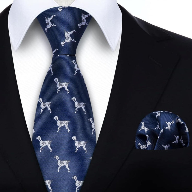 Dog Tie Handkerchief Set - NAVY BLUE-4