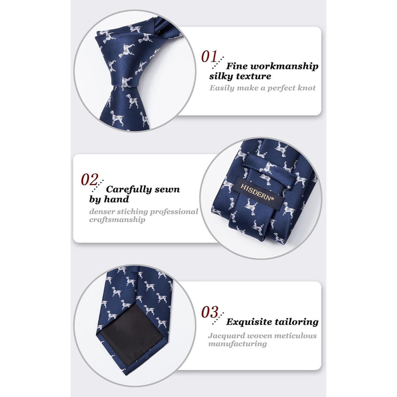 Dog Tie Handkerchief Set - NAVY BLUE-4