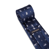 Elephant Tie Handkerchief Set - NAVY BLUE-03