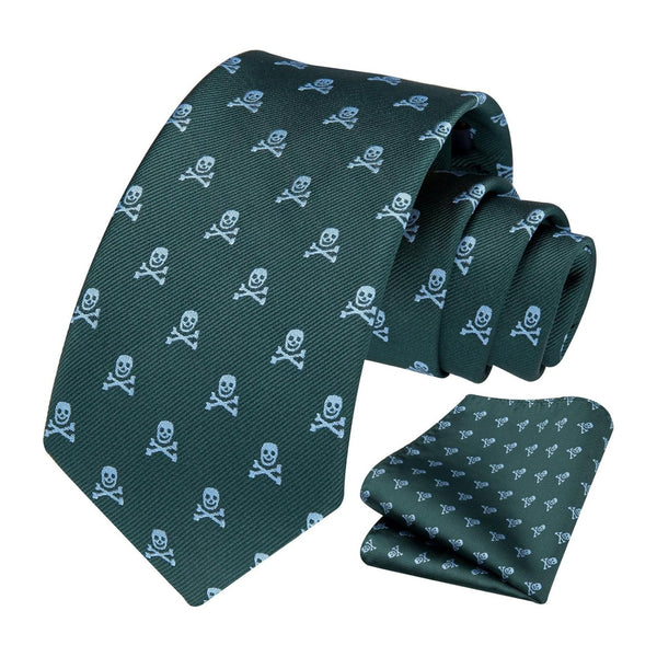 Pattern Tie Handkerchief Set - GREEN