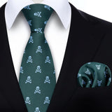 Pattern Tie Handkerchief Set - GREEN