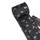 Dinosaur Tie Handkerchief Set - BLACK/PINK-4