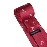 Deer Tie Handkerchief Set - BURGUNDY-02