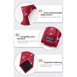 Deer Tie Handkerchief Set - BURGUNDY-02