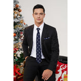 Deer Tie Handkerchief Set - NAVY BLUE-02
