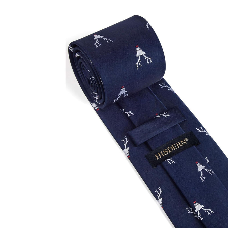 Deer Tie Handkerchief Set - NAVY BLUE-02