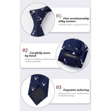 Deer Tie Handkerchief Set - NAVY BLUE-02