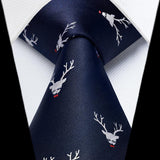 Deer Tie Handkerchief Set - NAVY BLUE-02