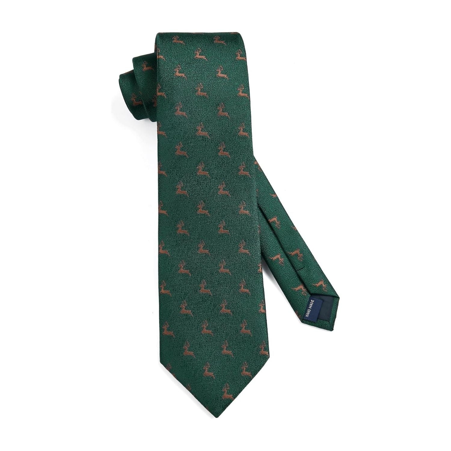 Deer Tie Handkerchief Set - DARK GREEN