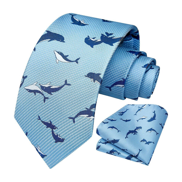 Dolphin Tie Handkerchief Set - BLUE