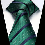 Stripe Tie Handkerchief Set - C-03-GREEN/BLACK