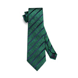 Stripe Tie Handkerchief Set - C-03-GREEN/BLACK