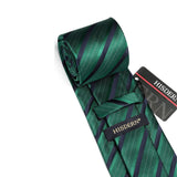 Stripe Tie Handkerchief Set - C-03-GREEN/BLACK