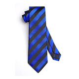 Stripe Tie Handkerchief Set - B-05-BLUE/BLACK