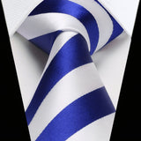 Stripe Tie Handkerchief Set - B-04-BLUE/ WHITE