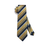 Stripe Tie Handkerchief Set - E-08-YELLOW/NAVY