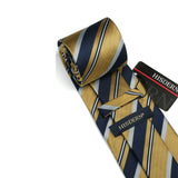 Stripe Tie Handkerchief Set - E-08-YELLOW/NAVY