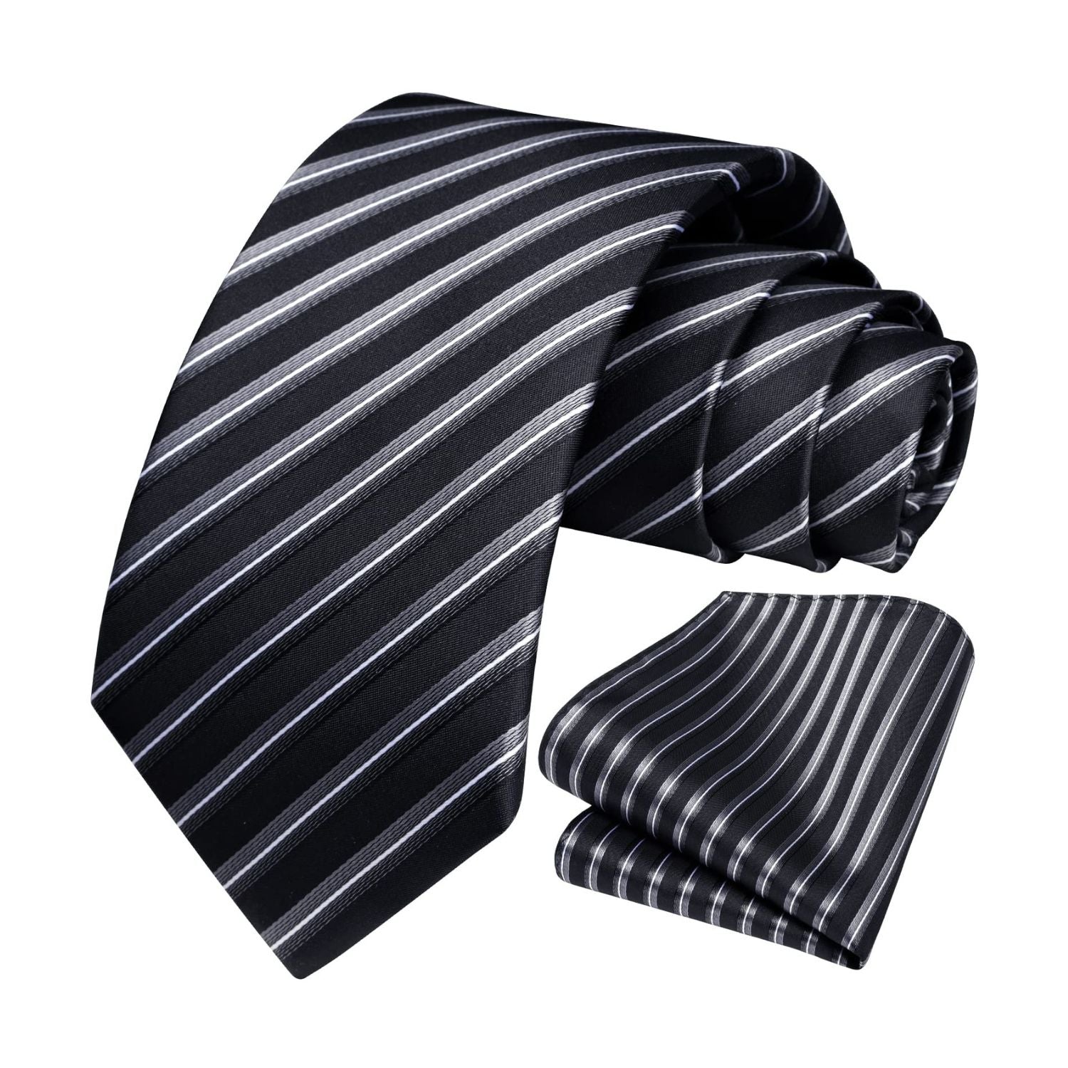 Hisdern Black Silver Striped Wedding Accessories Set