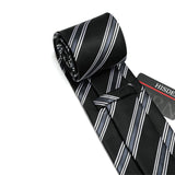 Stripe Tie Handkerchief Set - A-01 BLACK