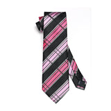 Men's Plaid Tie Handkerchief Set - B-BLACK PINK