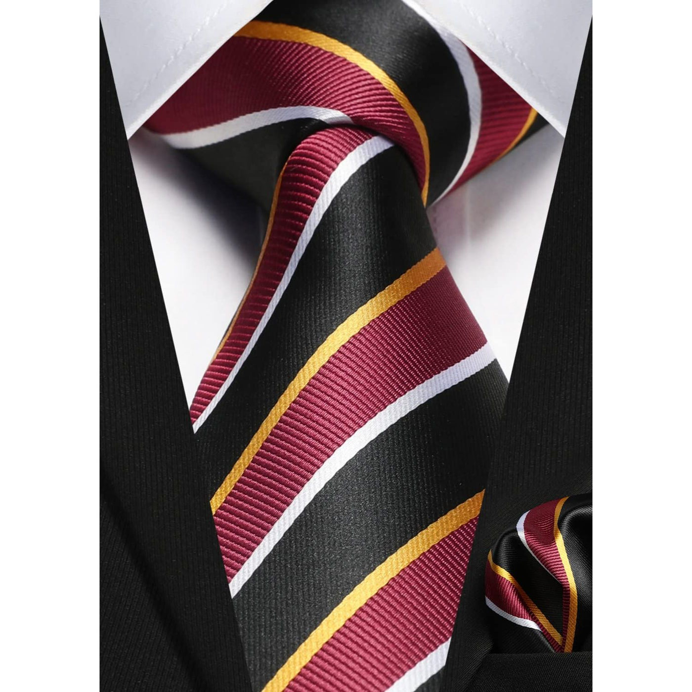 Hi Tie Men's Ties Blue Ties Striped Men's Necktie Pocket Square Cufflinks Set Yellow Tie