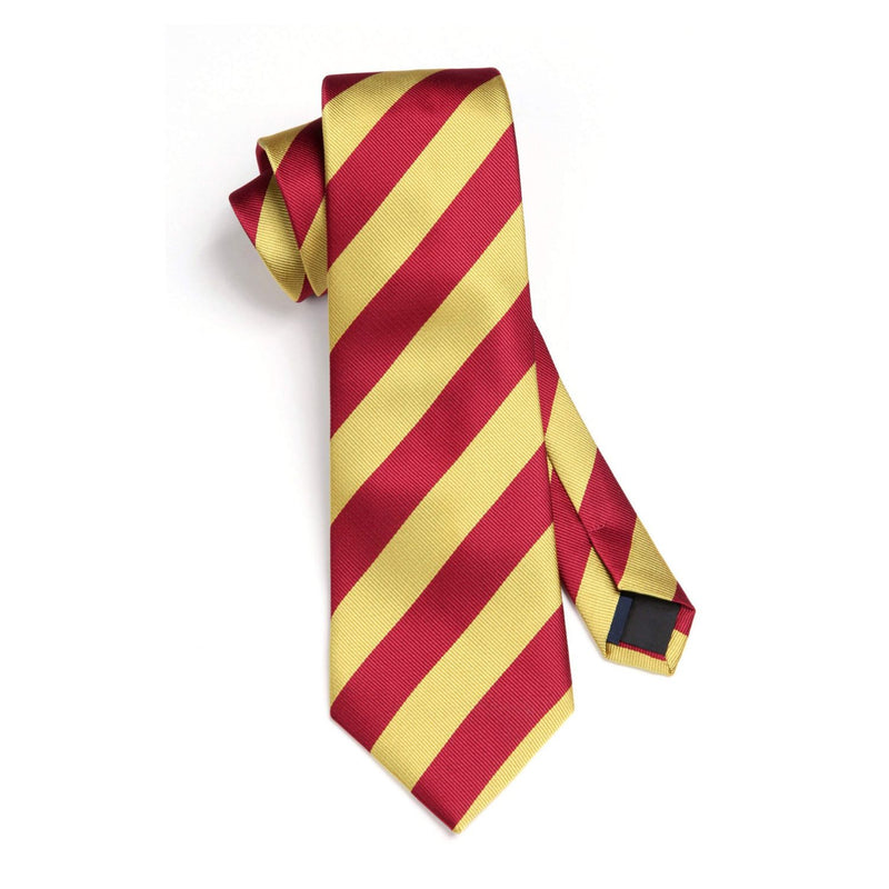 Stripe Tie Handkerchief Set - 09-GOLD/RED