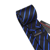 Stripe Tie Handkerchief Set - B-01 BLUE/BLACK