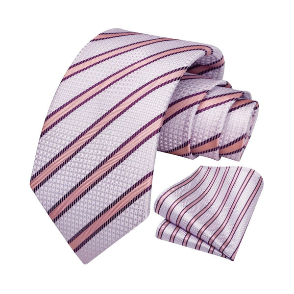 Stripe Tie Handkerchief Set - PINK