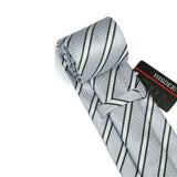 Stripe Tie Handkerchief Set - 33 SILVER BLACK
