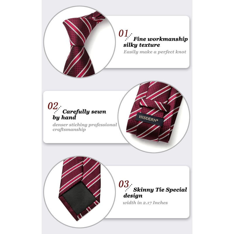 Stripe Tie Handkerchief Set - RED