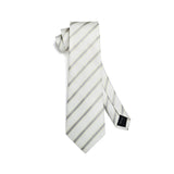 Stripe Tie Handkerchief Set - D-02 SILVER/WHITE