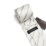 Stripe Tie Handkerchief Set - D-02 SILVER/WHITE