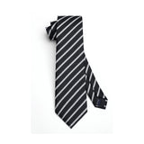 Stripe Tie Handkerchief Set - A-02 BLACK