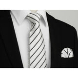 Stripe Tie Handkerchief Set - WHITE