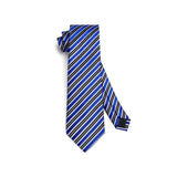 Stripe Tie Handkerchief Set - B-02 BLUE/BLACK