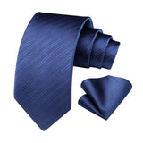 Stripe Tie Handkerchief Set - NAVY BLUE 1