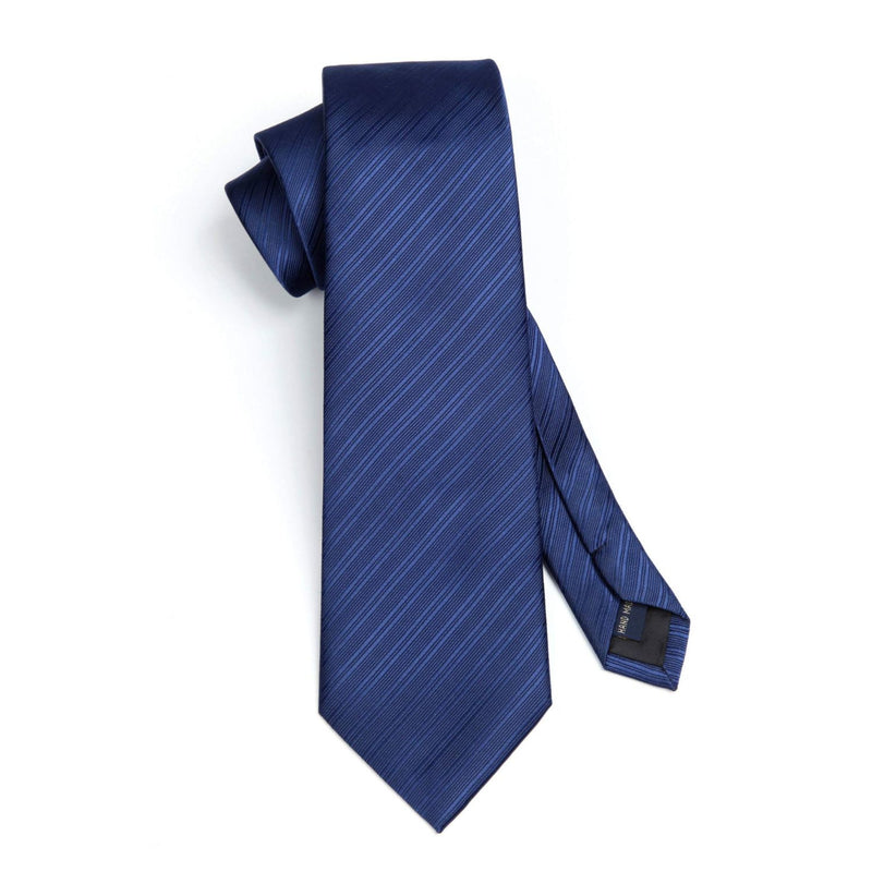 Stripe Tie Handkerchief Set - NAVY BLUE 1