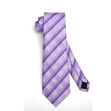 Stripe Tie Handkerchief Set - PURPLE