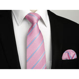 Stripe Tie Handkerchief Set - G-06-PINK