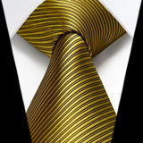 Stripe Tie Handkerchief Set - E-01-GOLD