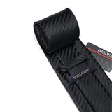 Stripe Tie Handkerchief Set -A-03 BLACK