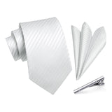 Stripe Tie Handkerchief Clip - 11 WHITE