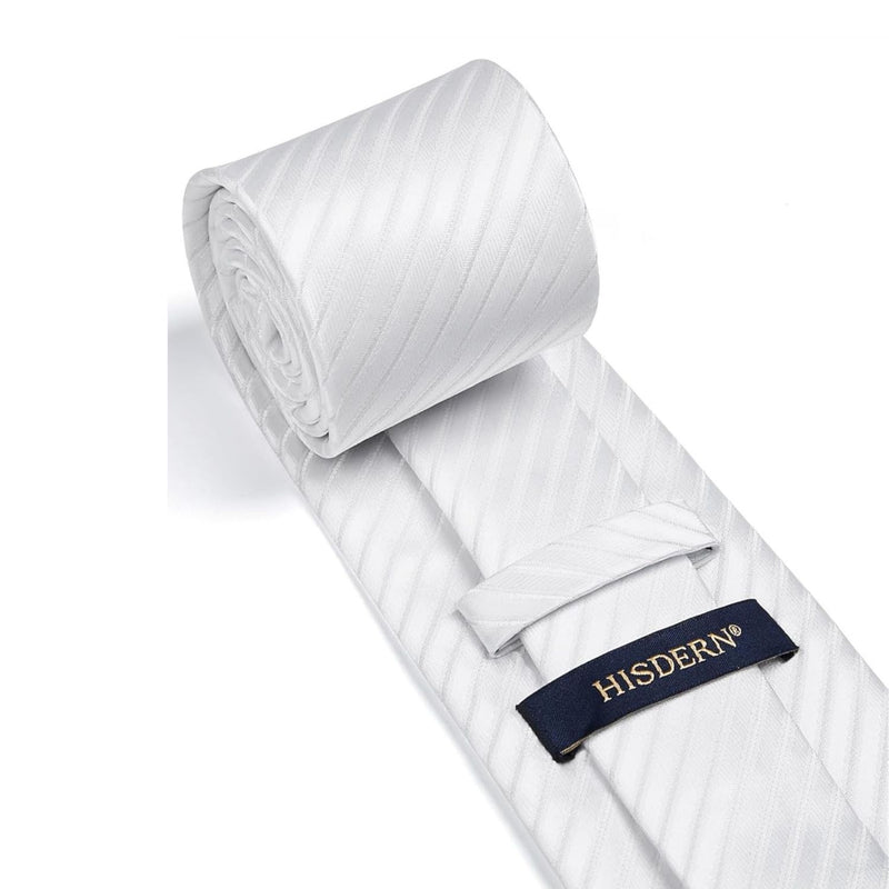 Stripe Tie Handkerchief Clip - 11 WHITE