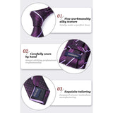 Stripe Tie Handkerchief Cufflinks - 08-PURPLE 2