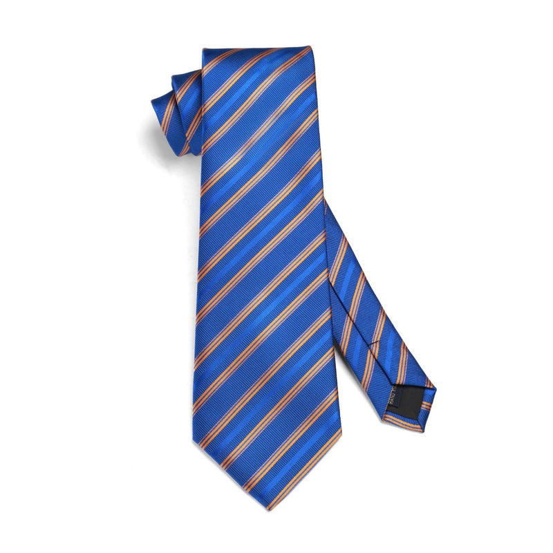 Stripe Tie Handkerchief Cufflinks - 04-ROYAL BLUE2